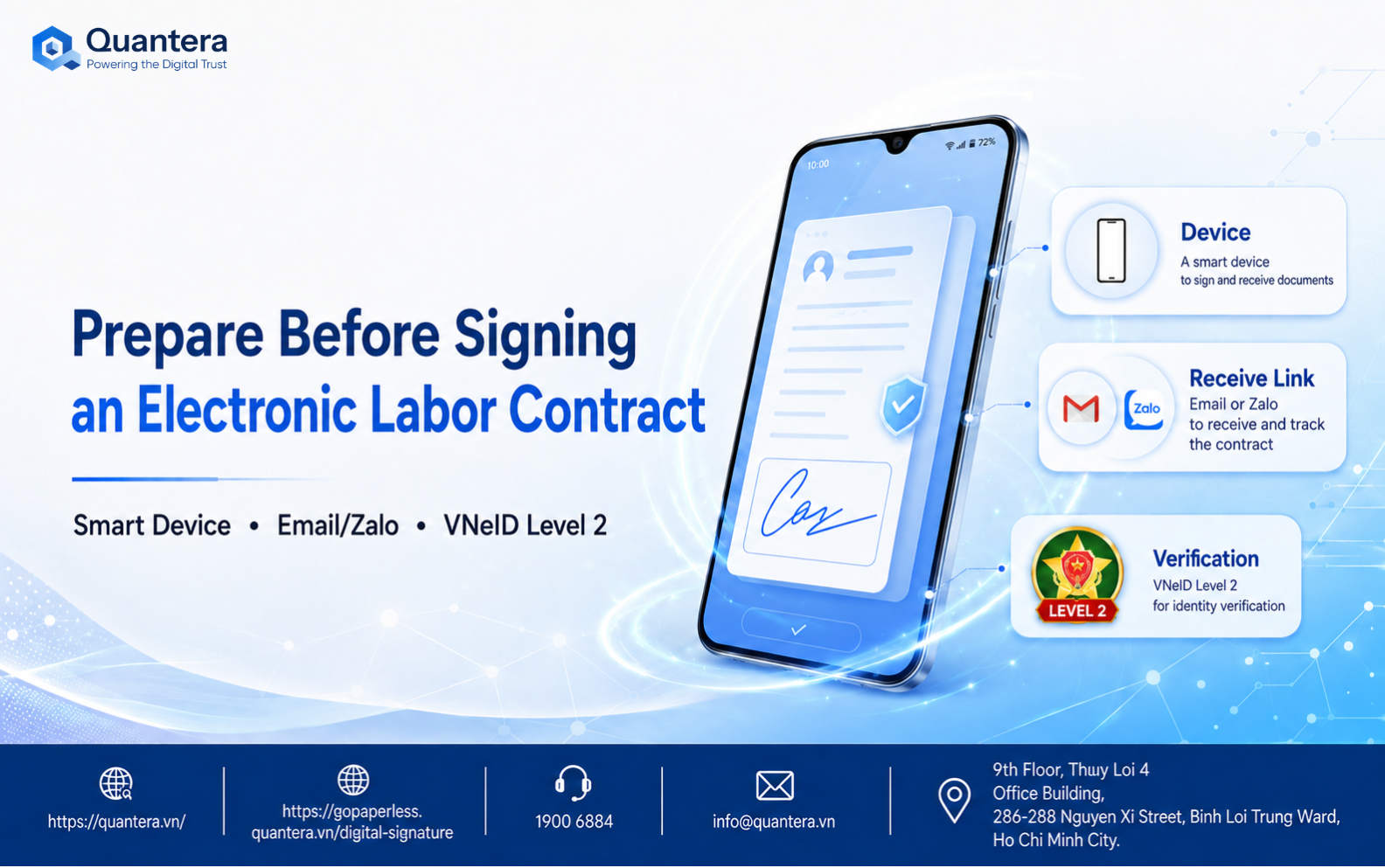 Employees need to prepare a mobile device and a VNeID account to sign the contract