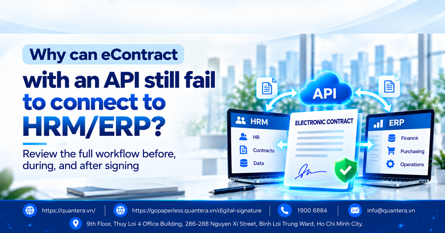 eContract has an API but may still not be able to connect to HRM ERP