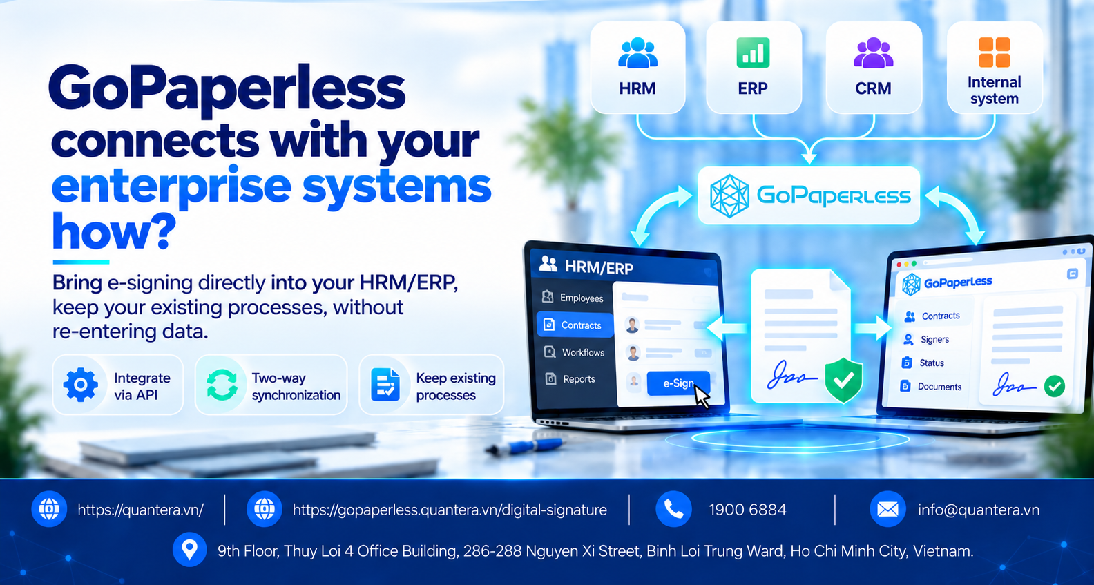 GoPaperless connects with the enterprise's HRM ERP